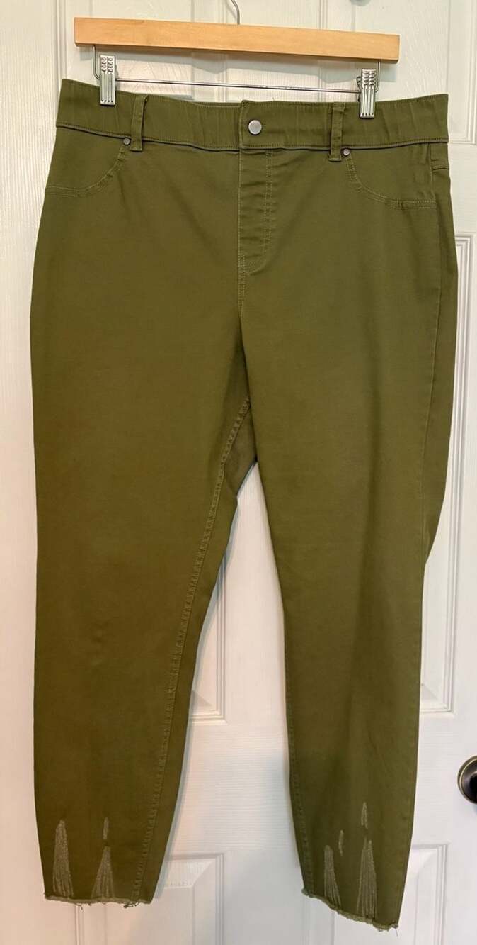EUC HUE High Rise Girlfriend Denim Leggings, Olive Green, 1X